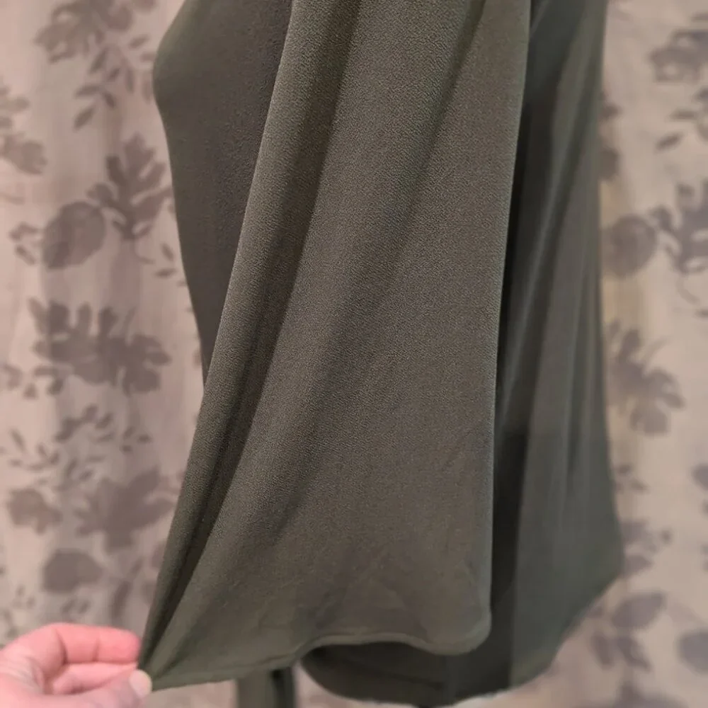 Banana Republic Olive Green Side Tie Blouse, Size S, Excellent Used Condition!